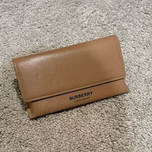Burberry Saddle Brown Leather Sunglass Case with Logo
